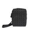 Bao Bao Issey Miyake Geometric Texture Leather Shoulder Bag With Zip Closure In Black