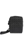 Bao Bao Issey Miyake Geometric Texture Leather Shoulder Bag With Zip Closure In Black