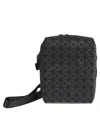 Bao Bao Issey Miyake Geometric Texture Leather Shoulder Bag With Zip Closure In Black