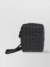 Bao Bao Issey Miyake Geometric Texture Leather Shoulder Bag With Zip Closure In Black