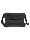 Bao Bao Issey Miyake Geometric Pattern Leather Shoulder Bag With Adjustable Strap In Black