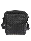 Bao Bao Issey Miyake Geometric Pattern Leather Shoulder Bag With Adjustable Strap In Black