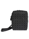 Bao Bao Issey Miyake Geometric Texture Leather Shoulder Bag With Zip Closure In Black