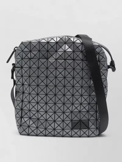 Bao Bao Issey Miyake Leather Shoulder Bag Geometric Pattern Strap In Gray