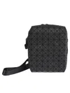 Bao Bao Issey Miyake Geometric Texture Leather Shoulder Bag With Zip Closure In Black