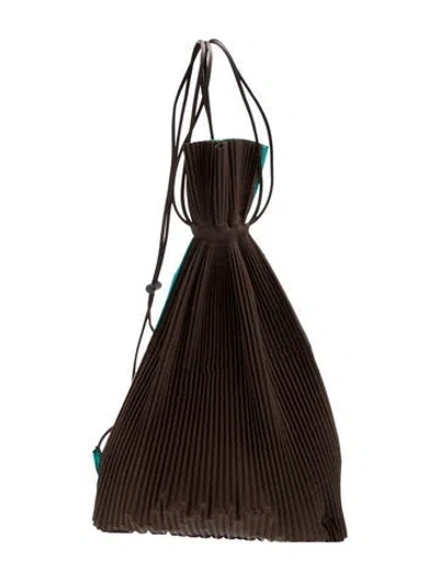 Pre-owned Bao Bao Issey Miyake Nylon Bucket Bag In Brown