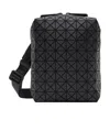 Bao Bao Issey Miyake Geometric Texture Leather Shoulder Bag With Zip Closure In Black