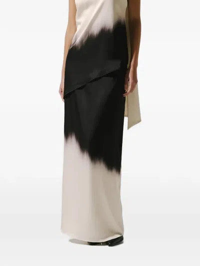Baobab Renata Ombre Satin Skirt In Black