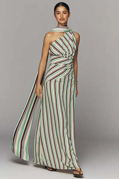 Baobab Ariel One-shoulder Maxi Dress In Blue