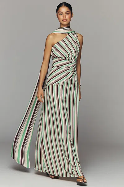 Baobab Ariel One-shoulder Maxi Dress In Green