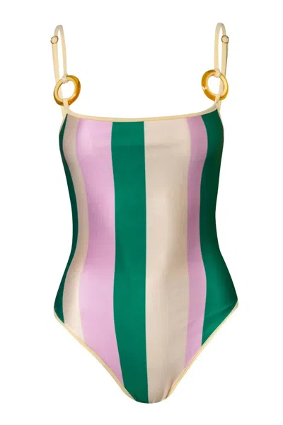 Baobab Assia Ring-detail Striped Swimsuit In Multi
