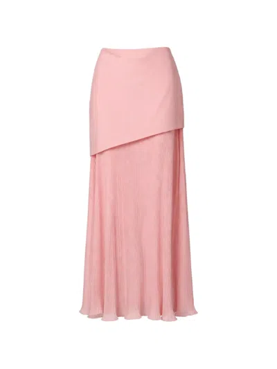 Baobab Asymmetrical Pleated Maxi Skirt In Pink