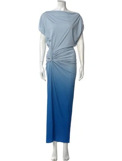 Pre-owned Baobab Bateau Neckline Long Dress In Blue