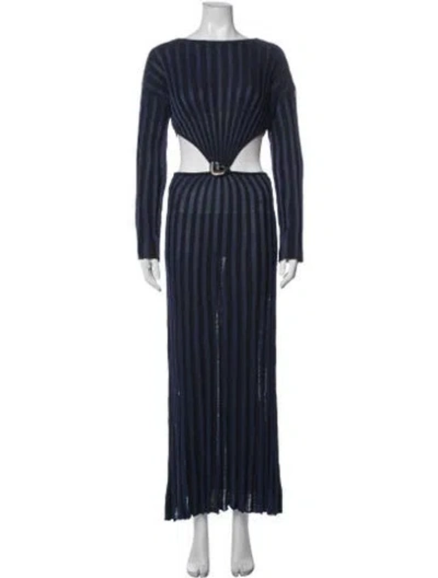 Pre-owned Baobab Bateau Neckline Long Dress In Blue