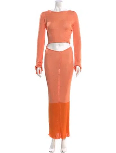 Pre-owned Baobab Bateau Neckline Long Dress In Orange