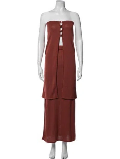 Pre-owned Baobab Beaded Accents Skirt Set In Orange