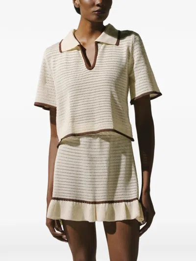 Baobab Carlotta V-neck Knit T-shirt In Neutral