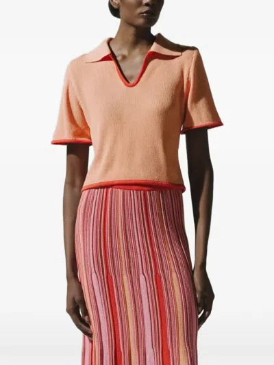 Baobab Carlotta V-neck Knit T-shirt In Orange
