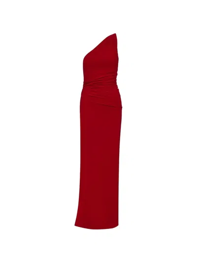 Baobab Celele One-shoulder Ruched Maxi Dress In Red