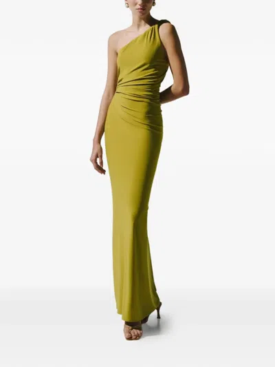 Baobab Celele Ruched One-shoulder Gown In Green