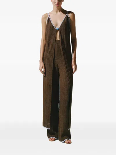 Baobab Clarissa Knit-construction Trousers In Brown