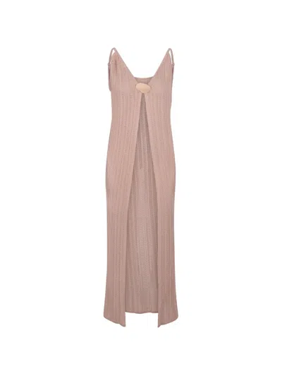 Baobab Clarissa Pointelle-knit Front-slit Top In Brown