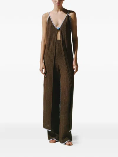 Baobab Clarissa Resin-embellished Knitted Tunic In Brown