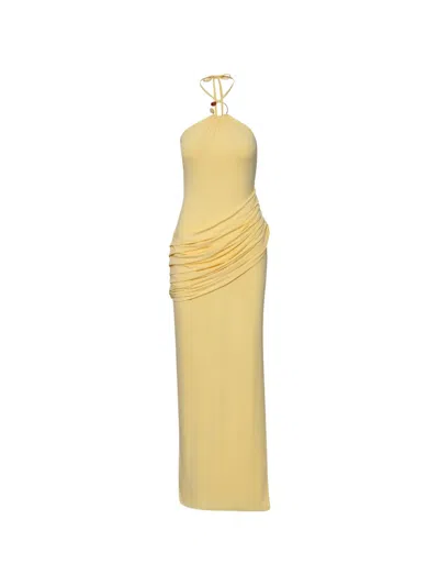 Baobab Clelia Resin-embellished Draped Maxi Dress In Yellow
