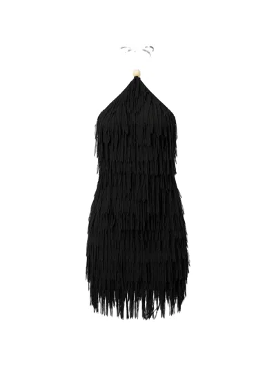 Baobab Cloe Fringe-detail Mini Dress In Black