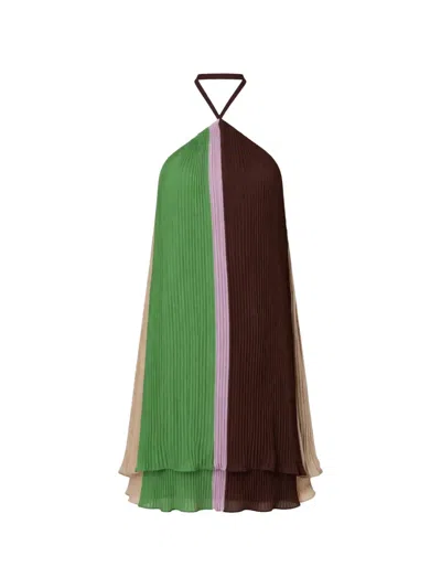 Baobab Coco Pleated Mini Dress In Green