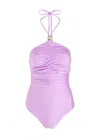 Baobab Collection Anna Ruched Halterneck Swimsuit In Pink