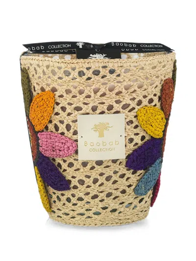 Baobab Collection Girasol Raffia-wrapped Candle In Multi