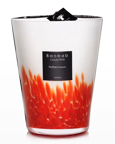 Baobab Collection Max 24 Feathers Maasai Candle In Red/wht