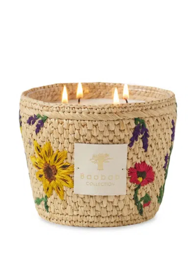 Baobab Collection Vony Ahitra Floral-embroidered Scented Candle (10cm) In Multi