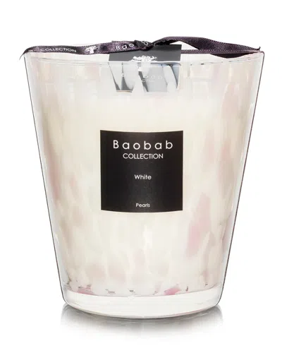 Baobab Collection White Pearls Candle, 6.3" In White/pink