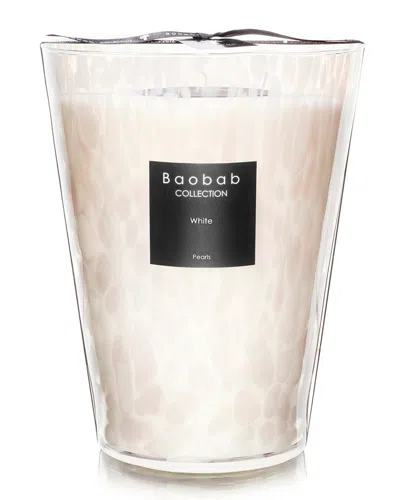 Baobab Collection White Pearls Candle, 9.4" In White/pink