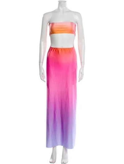 Pre-owned Baobab Colorblock Pattern Long Dress In Pink