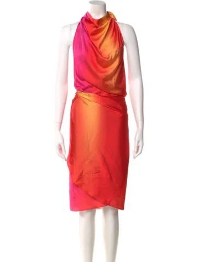 Pre-owned Baobab Cowl Neck Long Dress In Orange