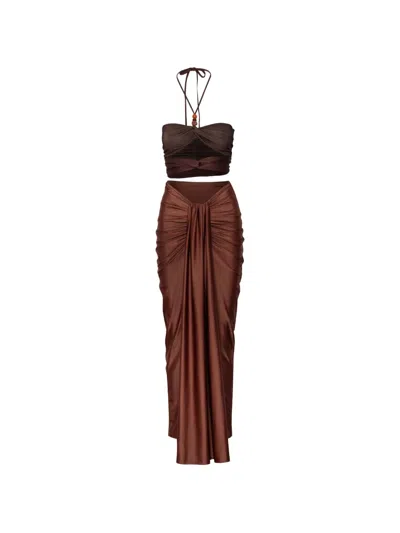 Baobab Dawn Cut-out Dress In Brown