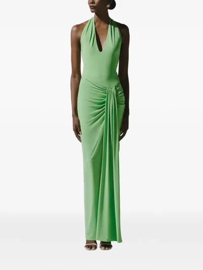 Baobab Donatella Ruched Gown In Green