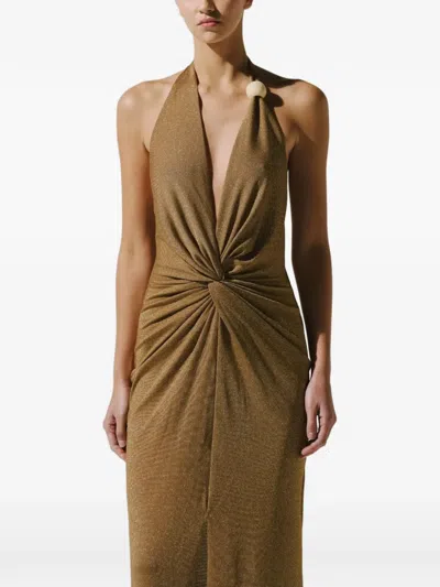 Baobab Eleonora Knot-detail Maxi Dress In Gold