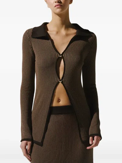 Baobab Federica Ribbed-knit Cutout Shirt In Black
