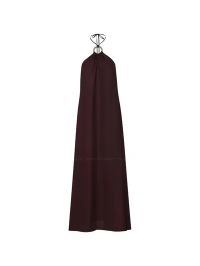 Baobab Flora Halterneck Ring-detail Maxi Dress In Brown