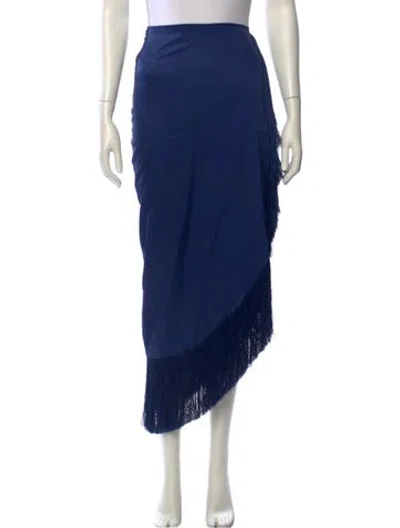 Pre-owned Baobab Fringe Trim Accent Midi Length Skirt In Blue