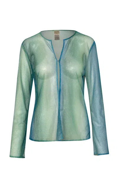 Baobab Gem Sheer Net Shirt In Green