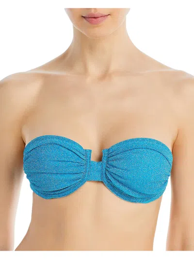 Baobab Gioia Top Womens Metallic Beachwear Bikini Swim Top In Blue