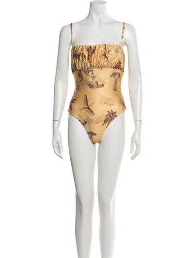 Pre-owned Baobab Graphic Print One-piece W/ Tags In Yellow