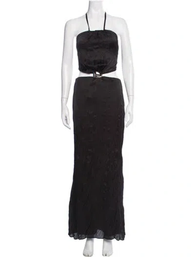 Pre-owned Baobab Halterneck Long Dress In Black