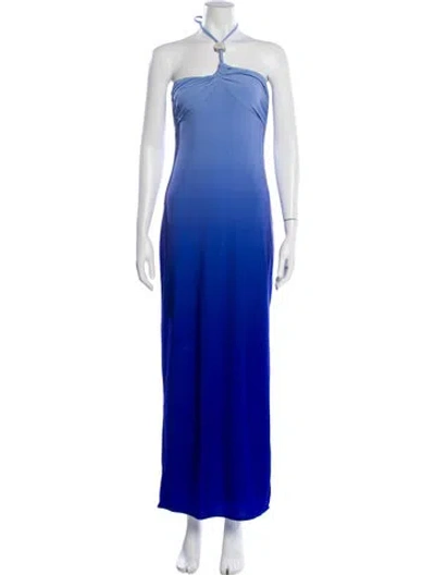 Pre-owned Baobab Halterneck Long Dress In Blue