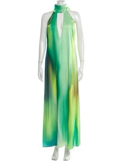 Pre-owned Baobab Halterneck Long Dress In Green